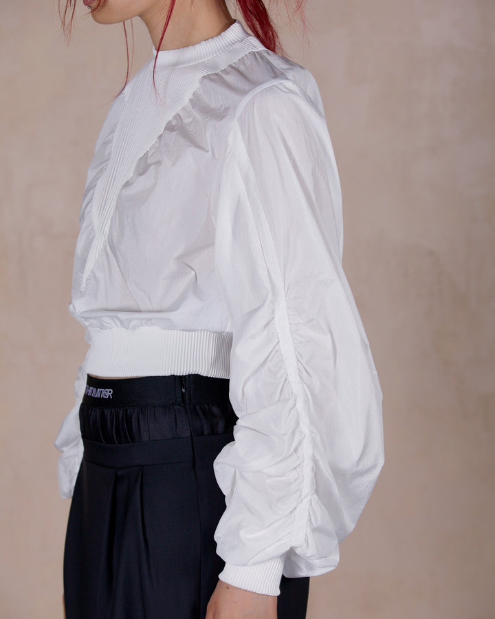 STONE NYLON GATHER PULLOVER