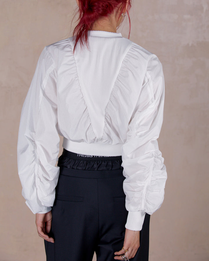 STONE NYLON GATHER PULLOVER