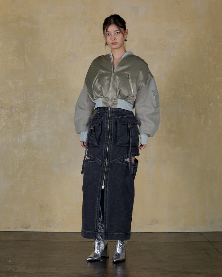 SHEER SLEEVES COMPACT MA-1 BLOUSON