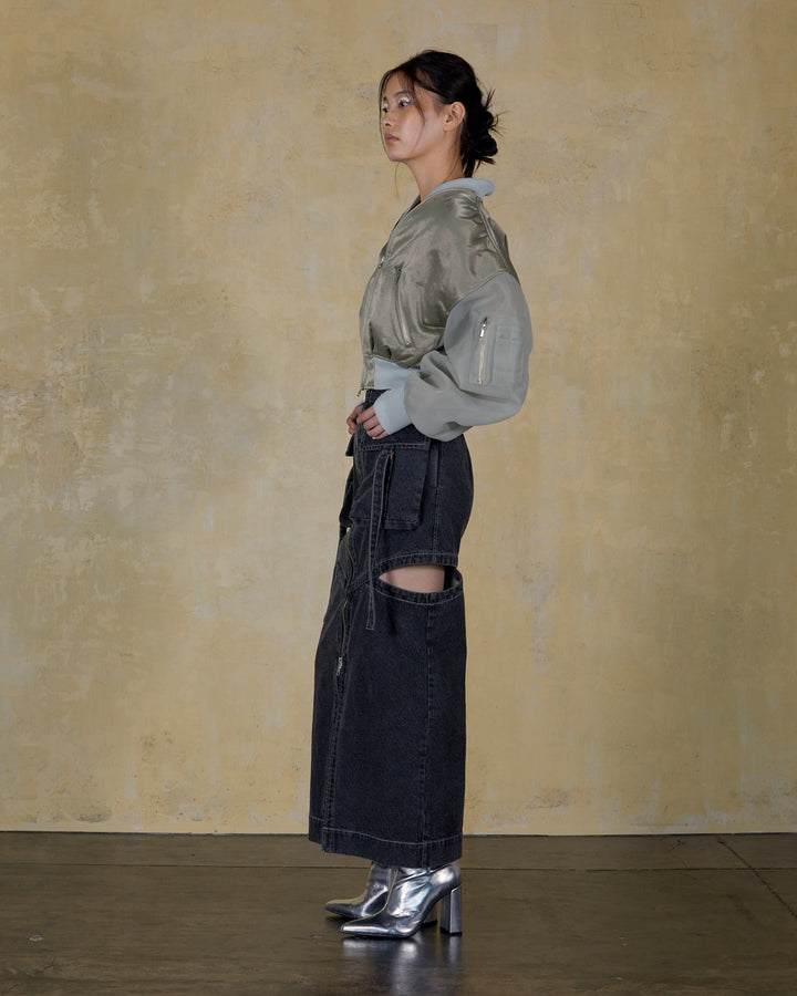 SHEER SLEEVES COMPACT MA-1 BLOUSON