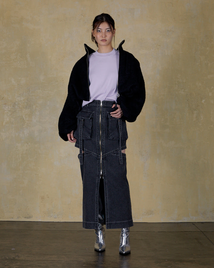 WOOL LOOP JERSEY CROPPED BLOUSON