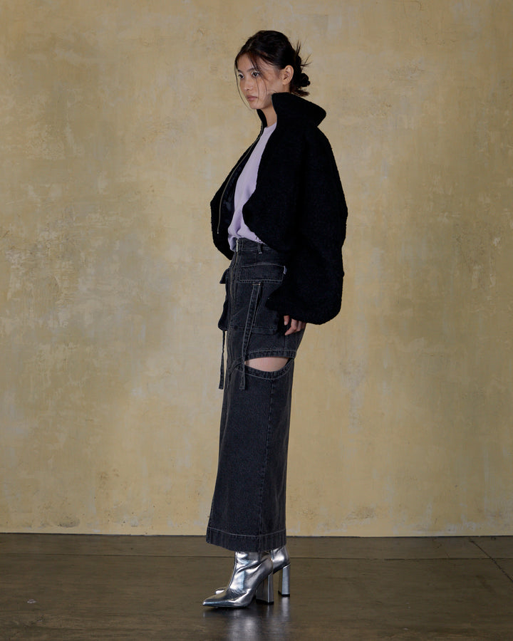 WOOL LOOP JERSEY CROPPED BLOUSON