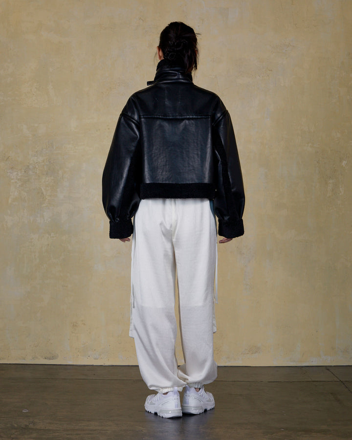 IMITATION MOUTON CROPPED RIDERS JACKET