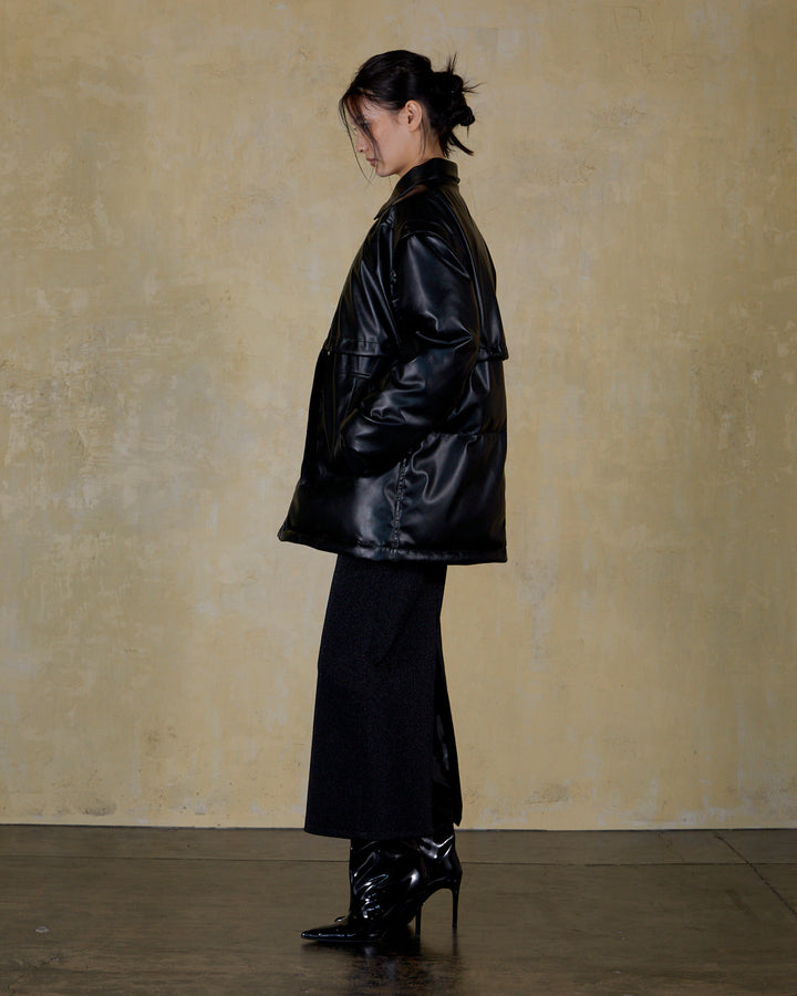 LAYERED IMITATION LEATHER PAD JACKET