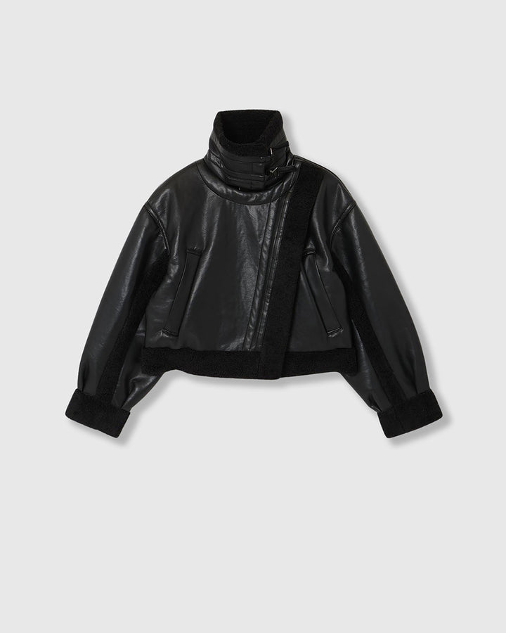 IMITATION MOUTON CROPPED RIDERS JACKET