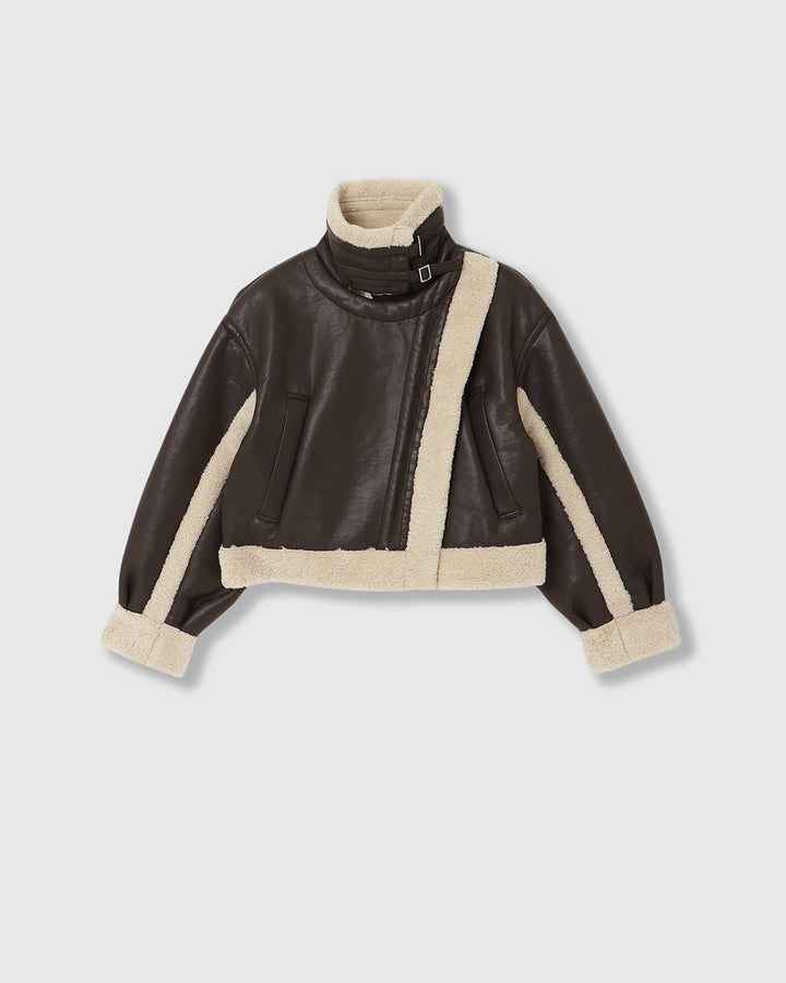 IMITATION MOUTON CROPPED RIDERS JACKET