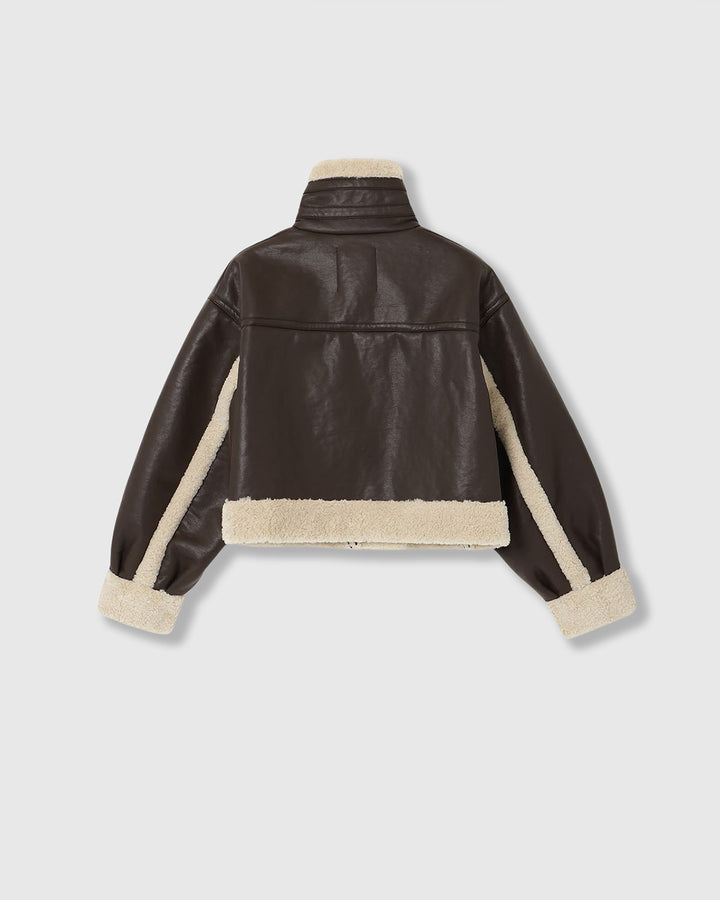 IMITATION MOUTON CROPPED RIDERS JACKET
