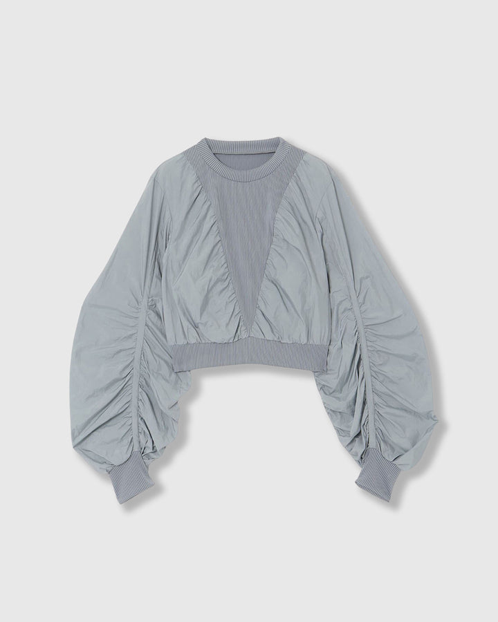 STONE NYLON GATHER PULLOVER