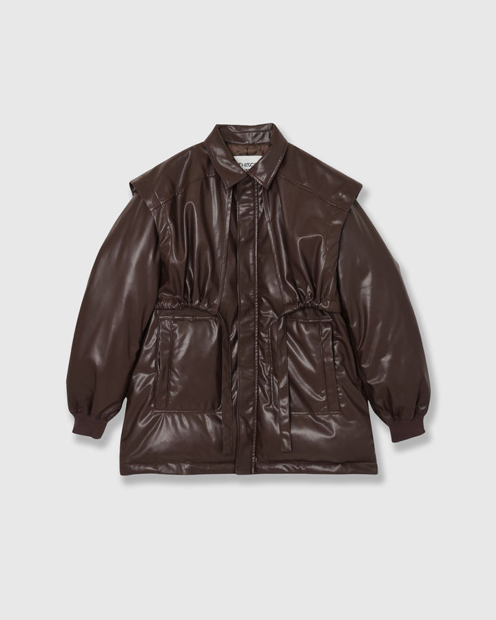 LAYERED IMITATION LEATHER PAD JACKET