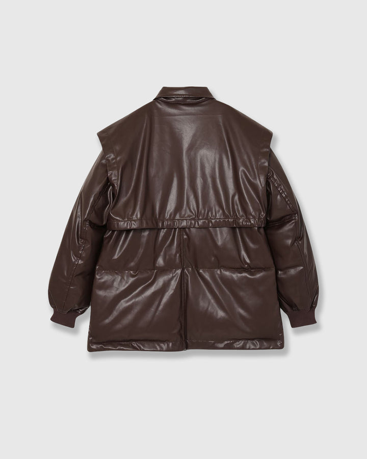LAYERED IMITATION LEATHER PAD JACKET