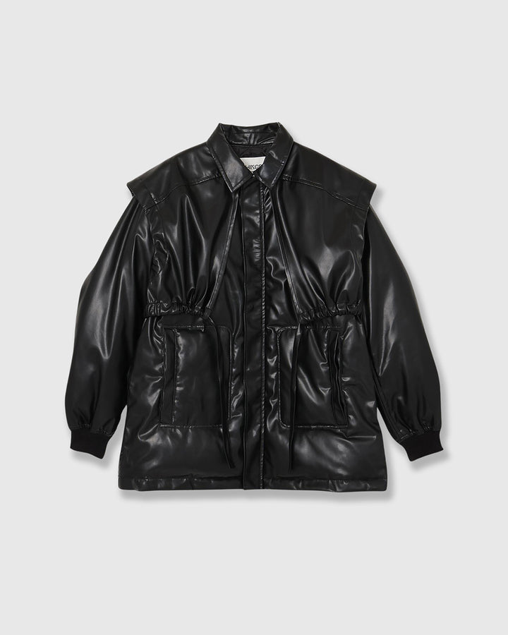 LAYERED IMITATION LEATHER PAD JACKET