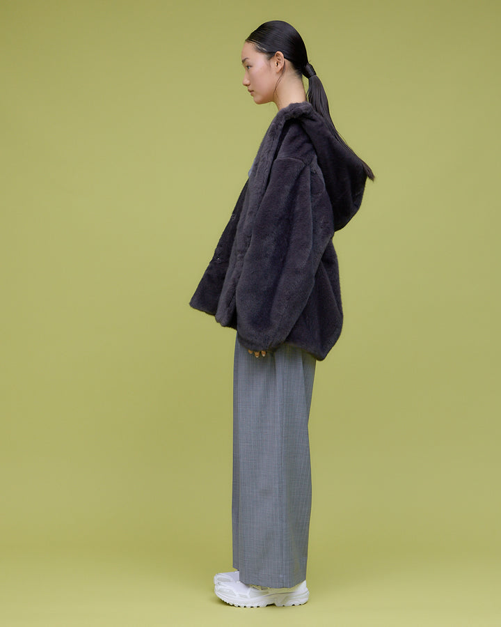 MINK IMITATION FUR HOODIE JACKET