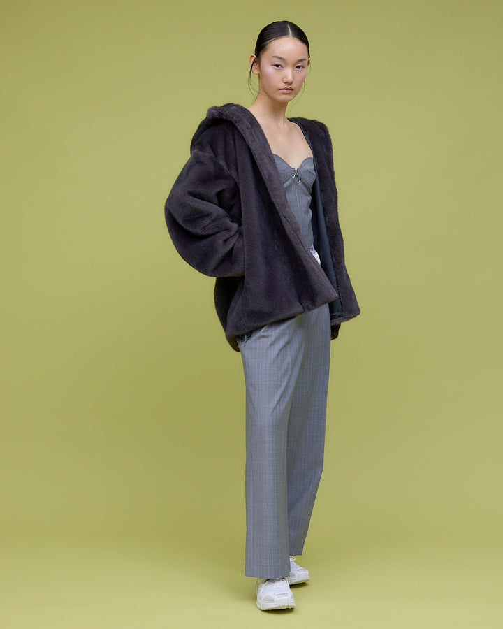 MINK IMITATION FUR HOODIE JACKET