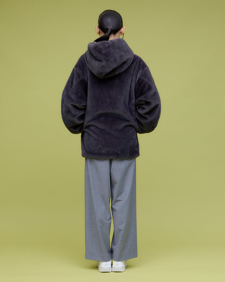 MINK IMITATION FUR HOODIE JACKET