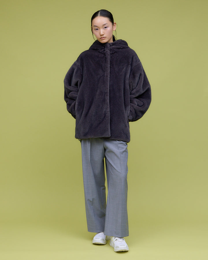 MINK IMITATION FUR HOODIE JACKET