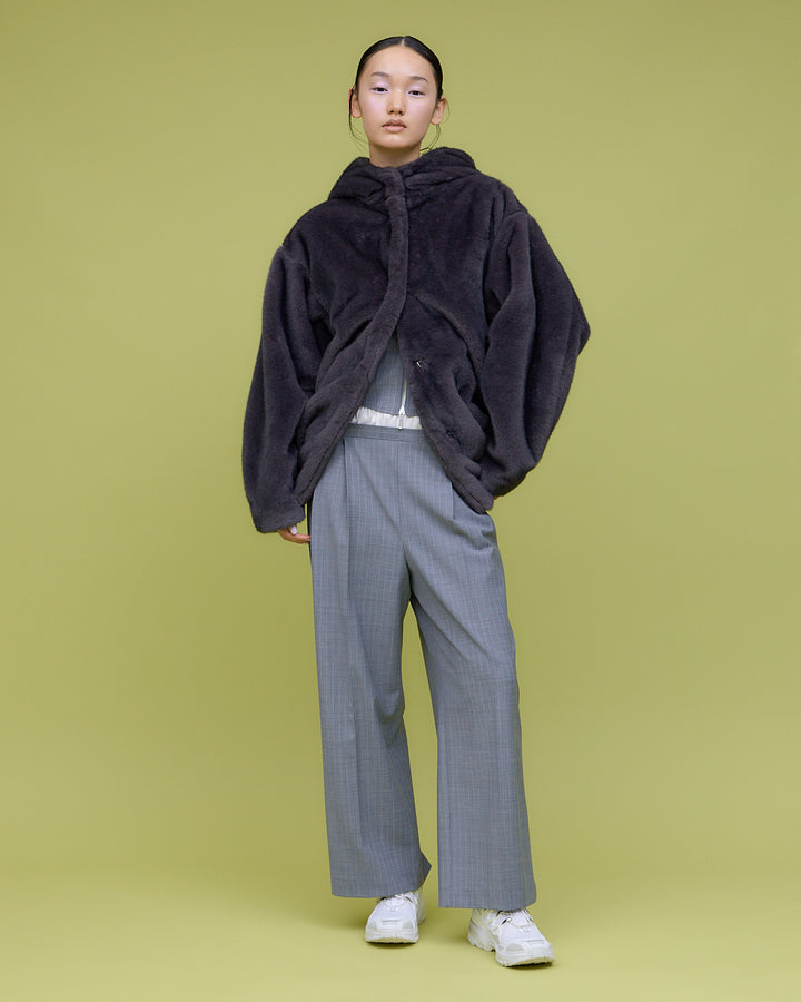 MINK IMITATION FUR HOODIE JACKET