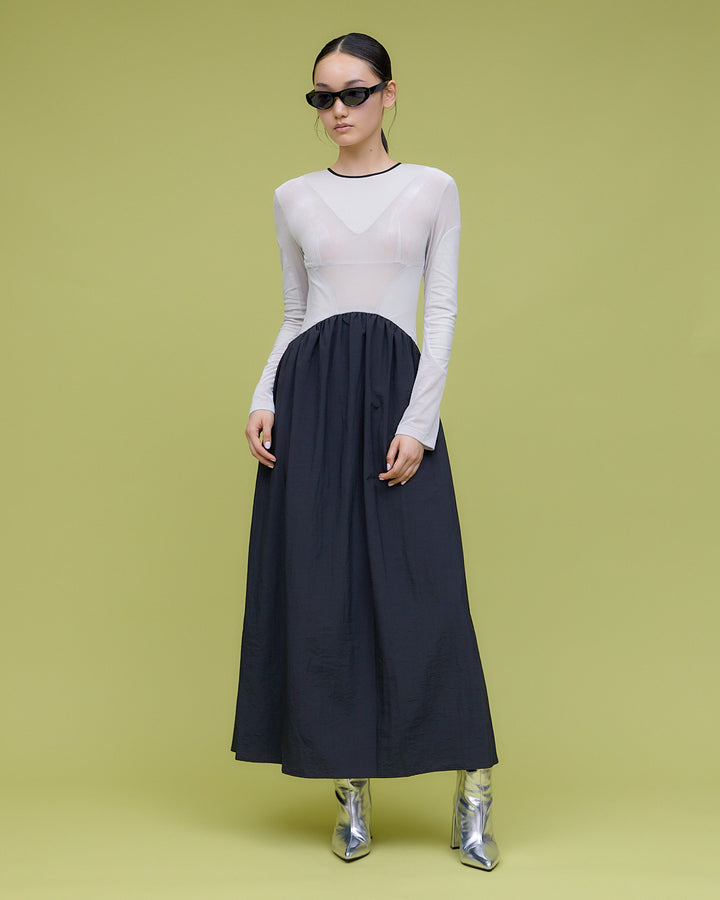 VELOR  SWITCHING GATHER DRESS