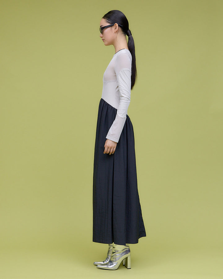 VELOR  SWITCHING GATHER DRESS