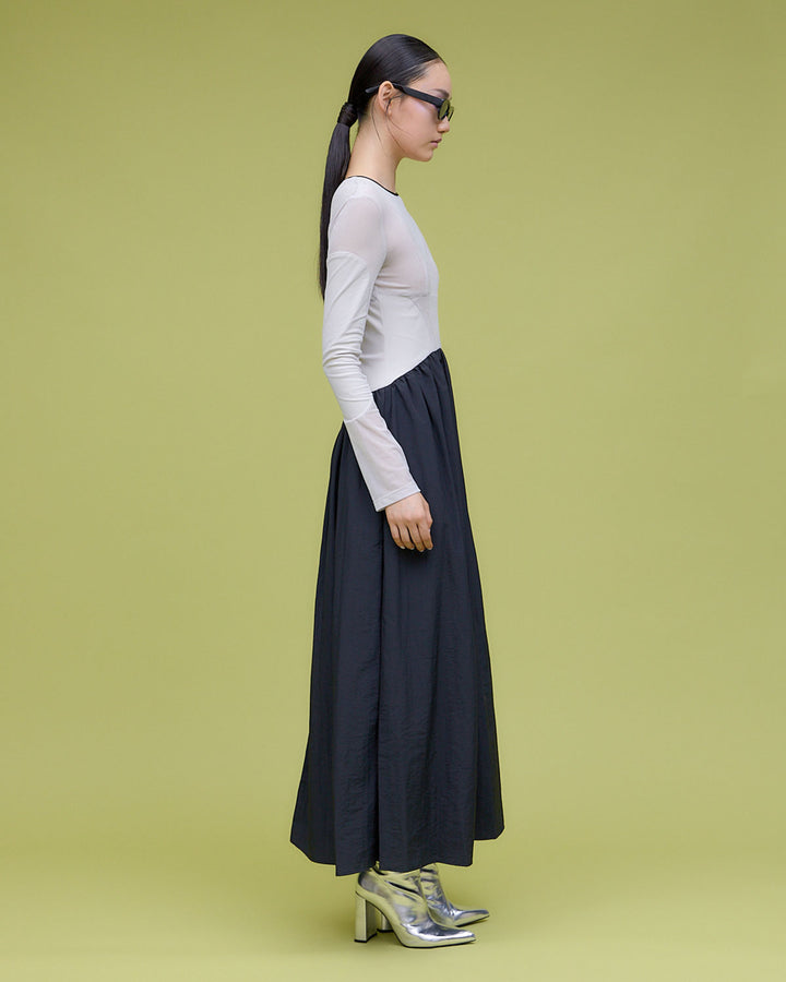 VELOR  SWITCHING GATHER DRESS