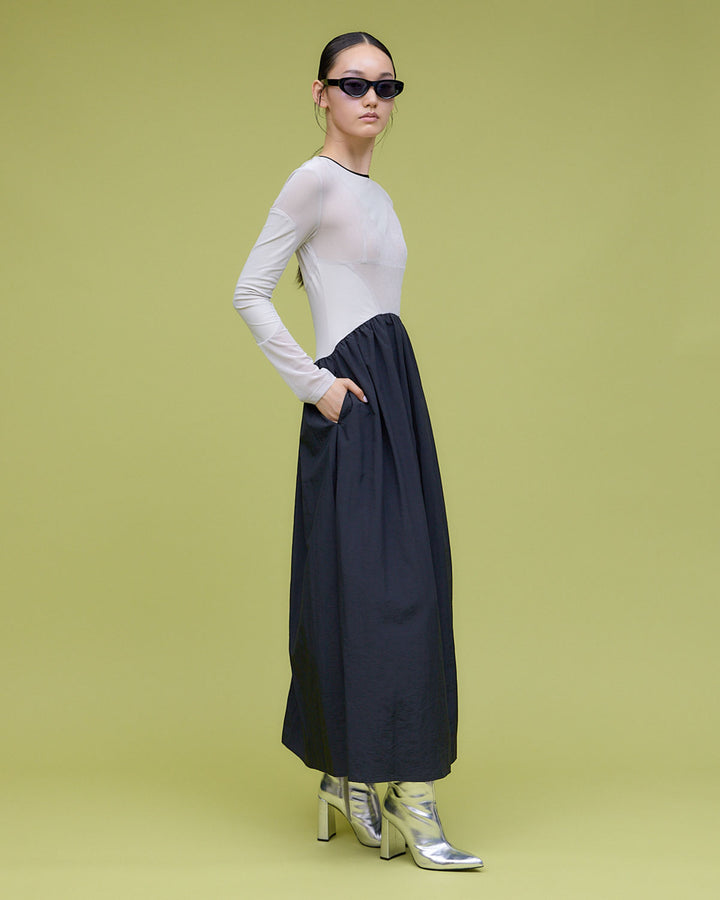 VELOR  SWITCHING GATHER DRESS