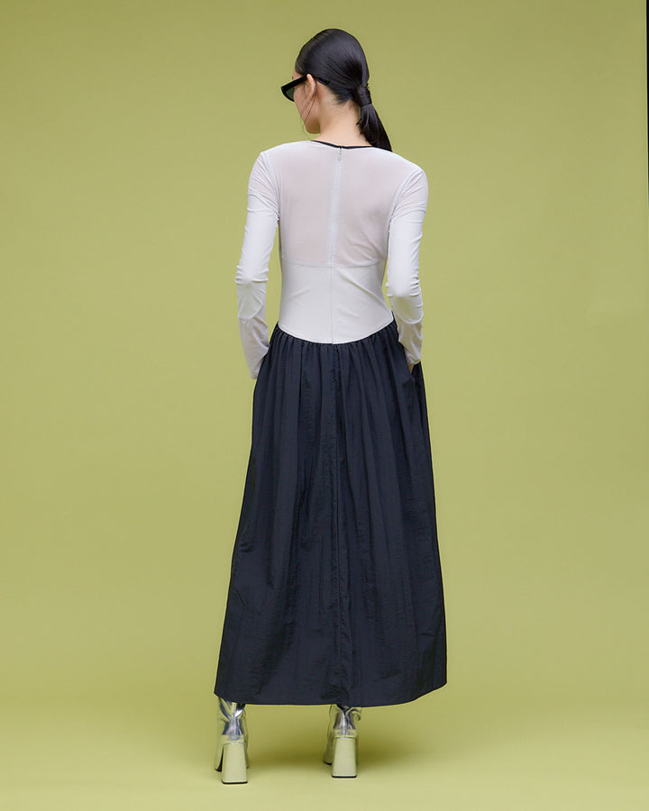 VELOR  SWITCHING GATHER DRESS