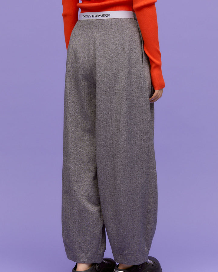 WOOL MIX HERRINGBONE COCOON PANTS