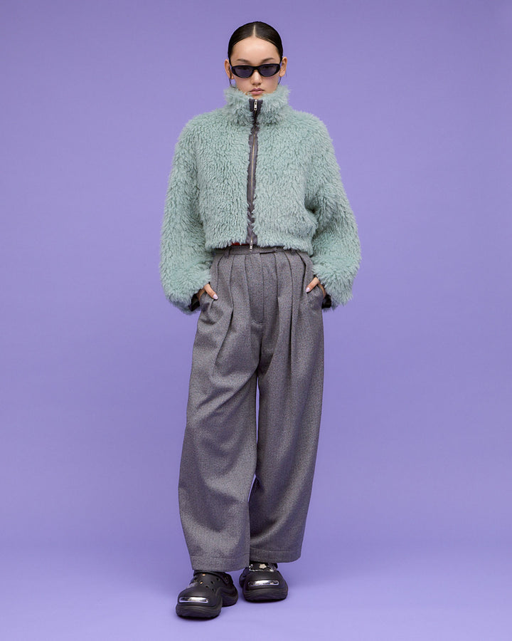 WOOL MIX HERRINGBONE COCOON PANTS