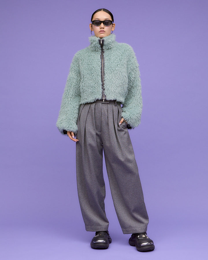 WOOL MIX HERRINGBONE COCOON PANTS