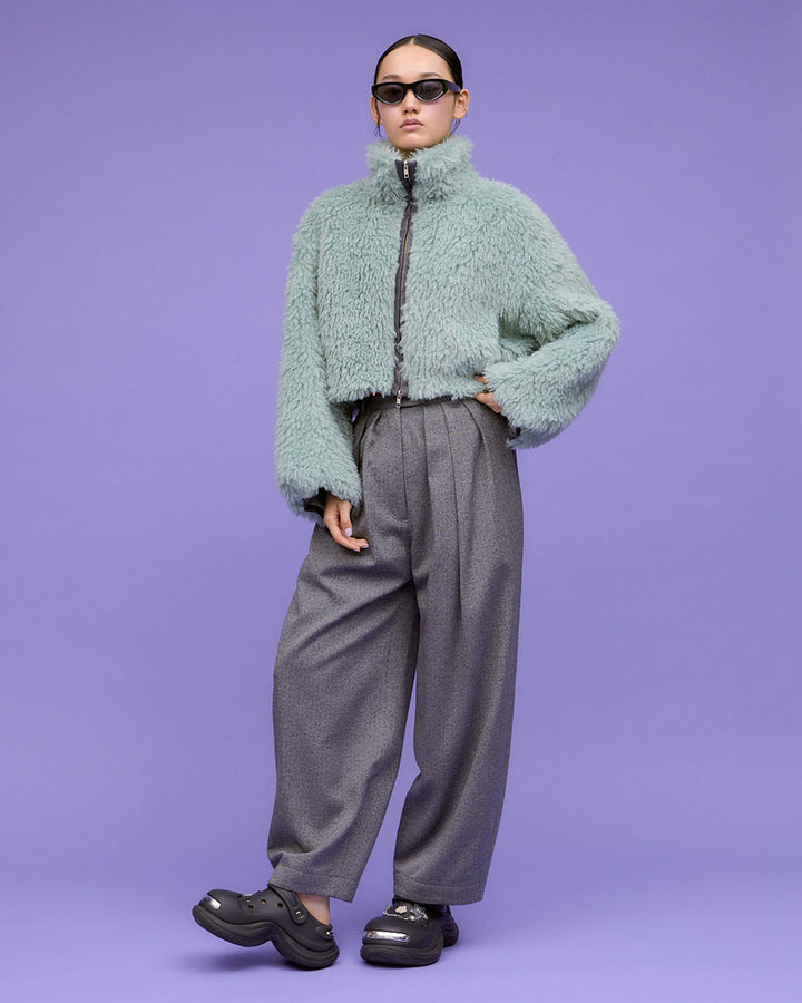 WOOL MIX HERRINGBONE COCOON PANTS