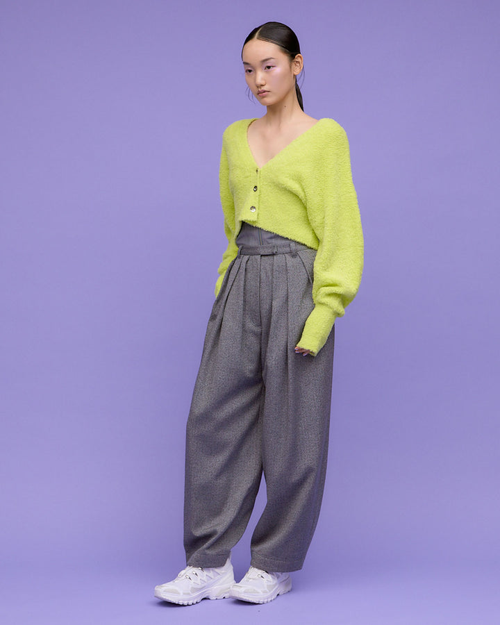 WOOL MIX HERRINGBONE COCOON PANTS