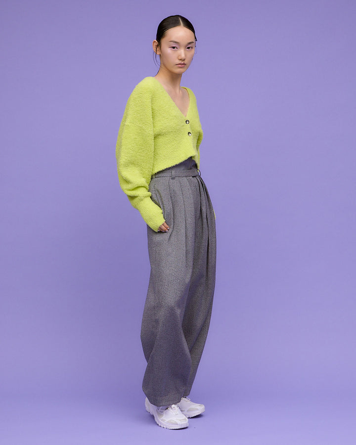WOOL MIX HERRINGBONE COCOON PANTS