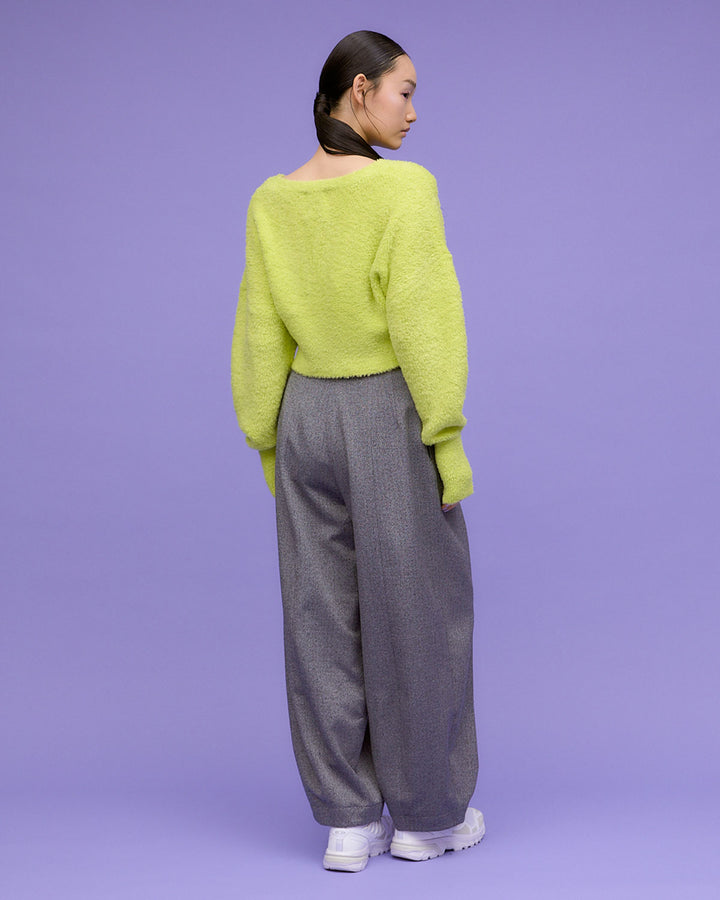 WOOL MIX HERRINGBONE COCOON PANTS