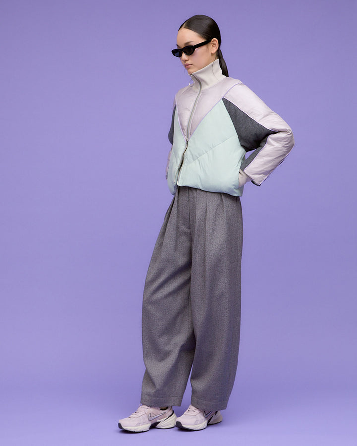 WOOL MIX HERRINGBONE COCOON PANTS