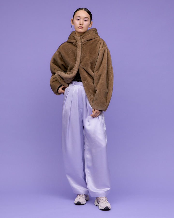 MINK IMITATION FUR HOODIE JACKET