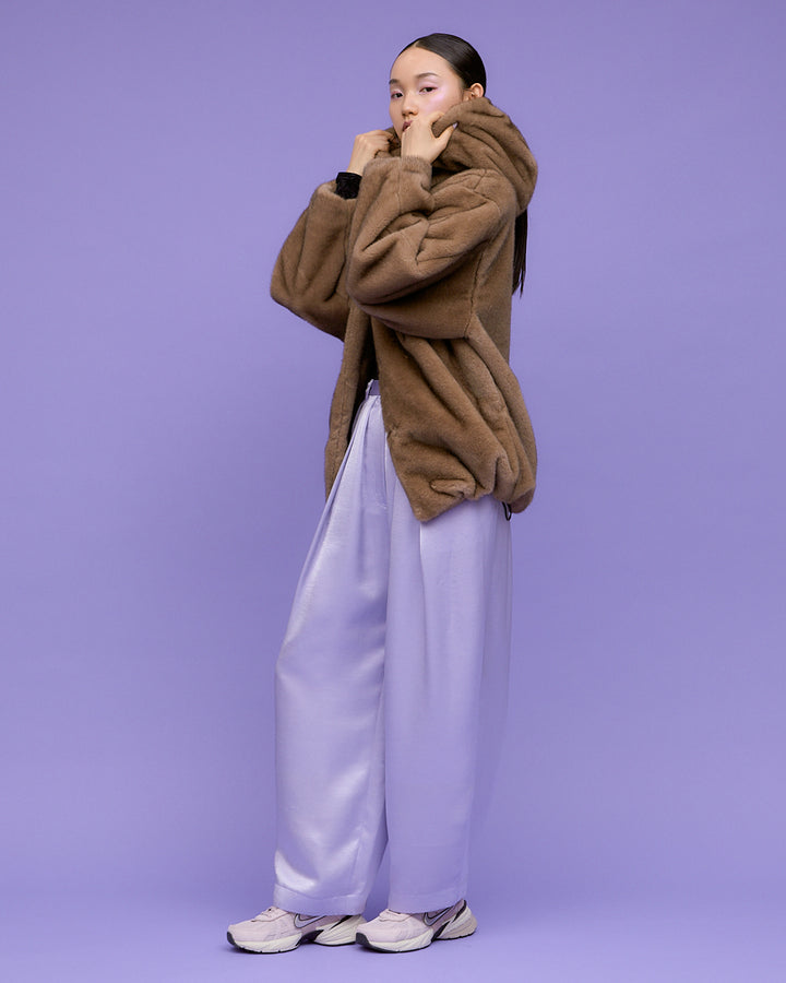 MINK IMITATION FUR HOODIE JACKET