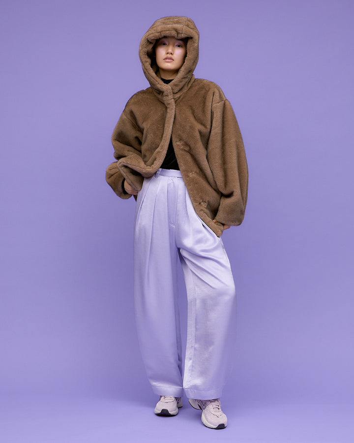 MINK IMITATION FUR HOODIE JACKET