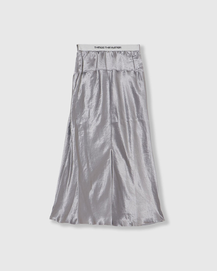 BACK SLIT  ACETATE SATIN MAXI SKIRT
