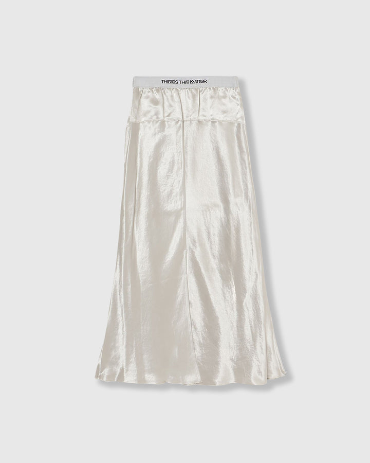 BACK SLIT  ACETATE SATIN MAXI SKIRT