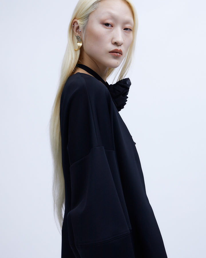 SCUBA JERSEY COLLARLESS JACKET
