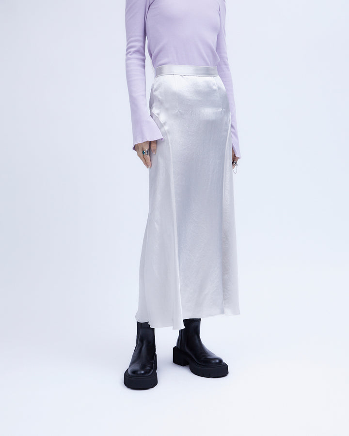 BACK SLIT  ACETATE SATIN MAXI SKIRT