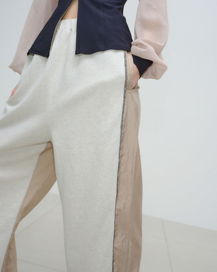 NYLON TAFFETA GLITTER SWEAT PANTS