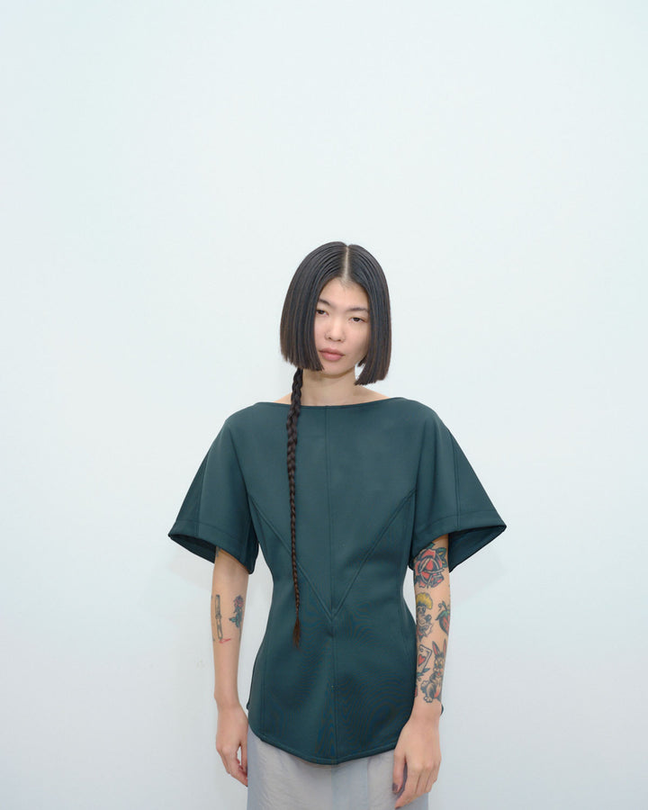 DIMENSIONAL SCUBA JERSEY BLOUSE