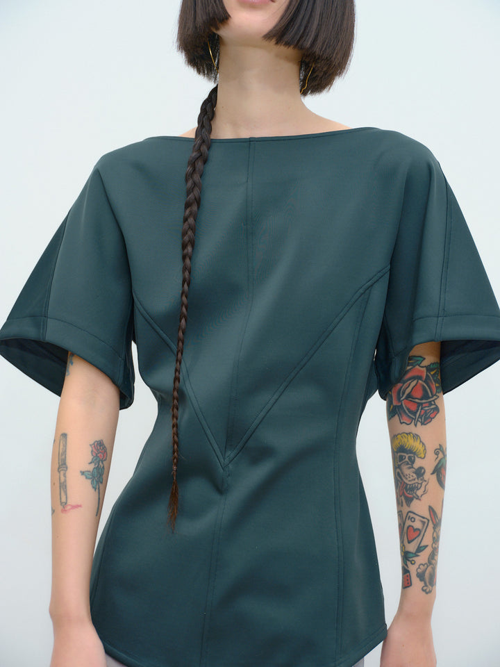 DIMENSIONAL SCUBA JERSEY BLOUSE