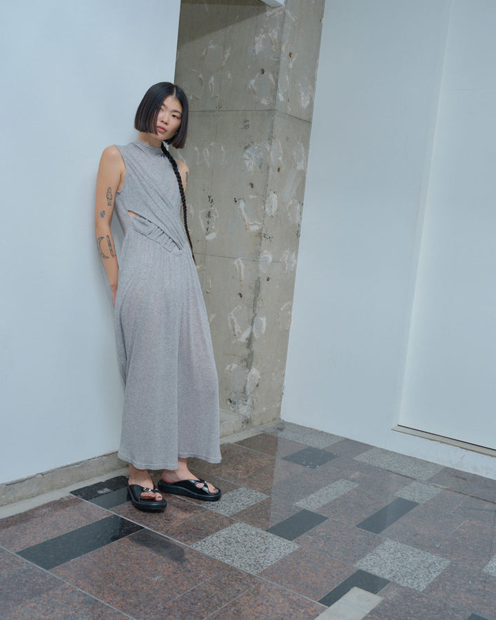 SHEER JERSEY MAXI DRESS