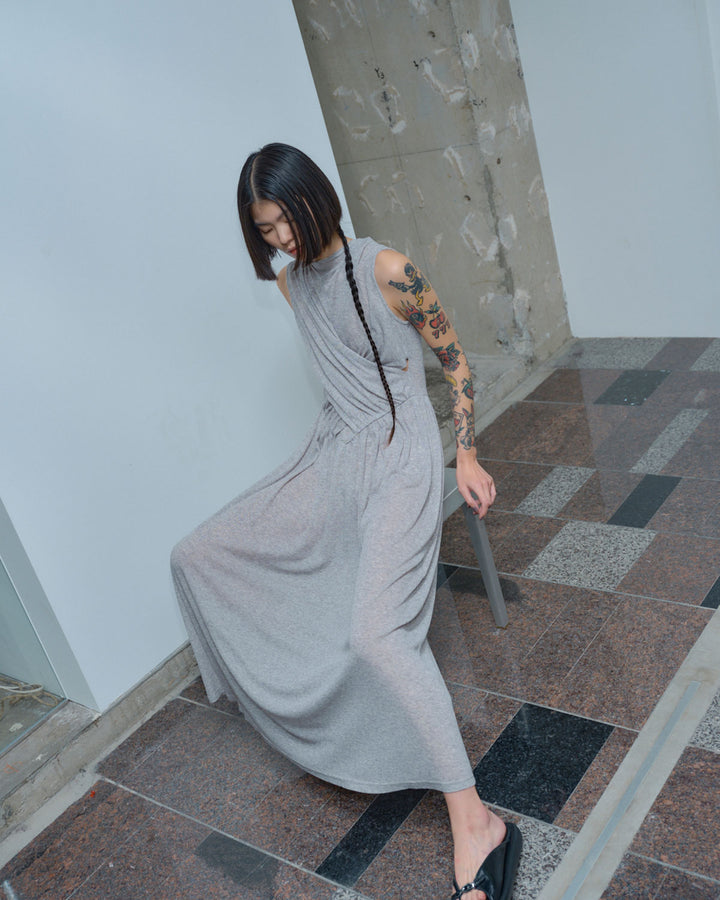 SHEER JERSEY MAXI DRESS