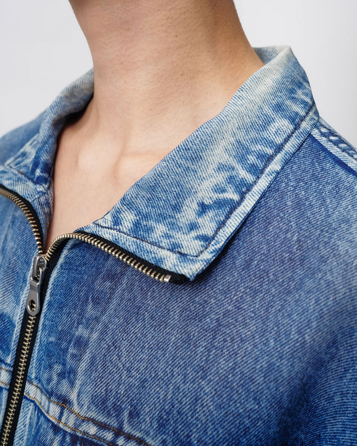 DENIM PRINT SHEER BLOUSON