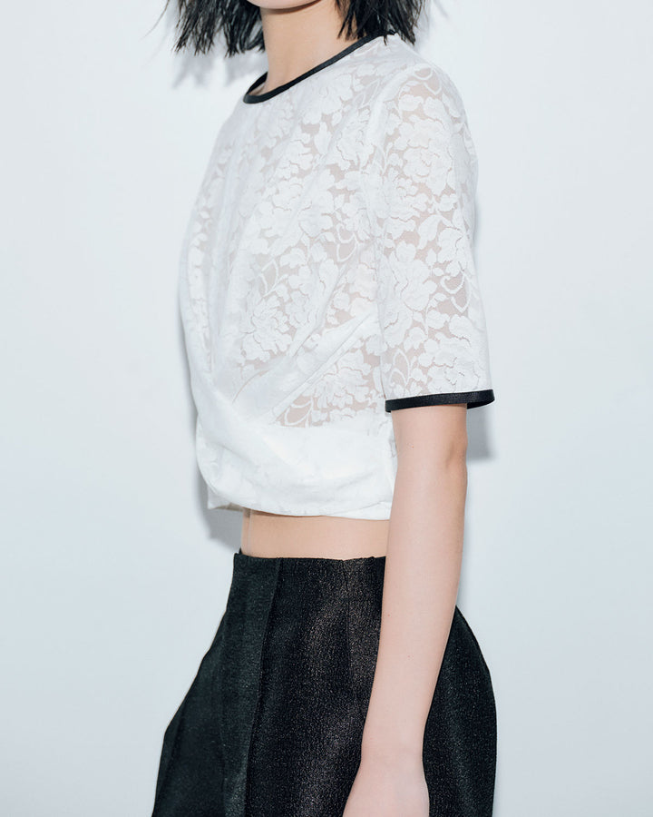 LACE CROSS CROPPED TOPS
