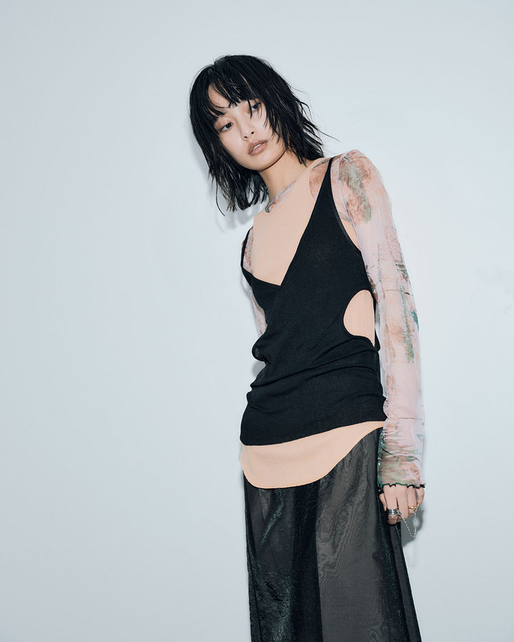 SHEER RIB CAMISOLE & RIB TANKTOPS SET