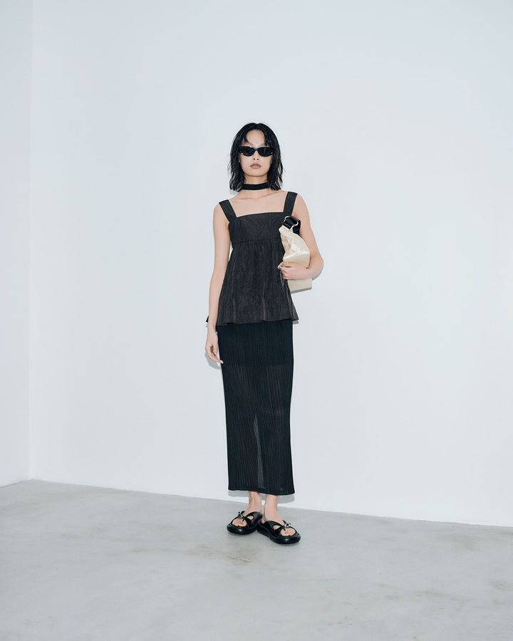 PEPLUM CONFORMS LONG DRESS