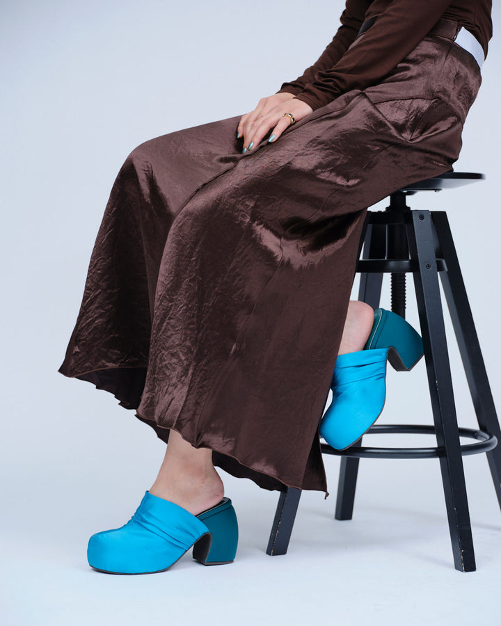 SATIN PLATFORM CLOG SANDALS